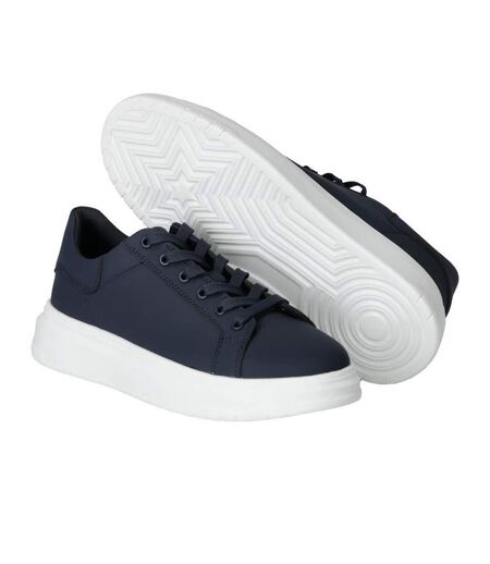 Mens Leather Trainers Dark Blue Mascot
