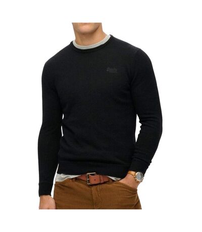 Pull noir homme superdry essential slim fit crew jumper - xxl