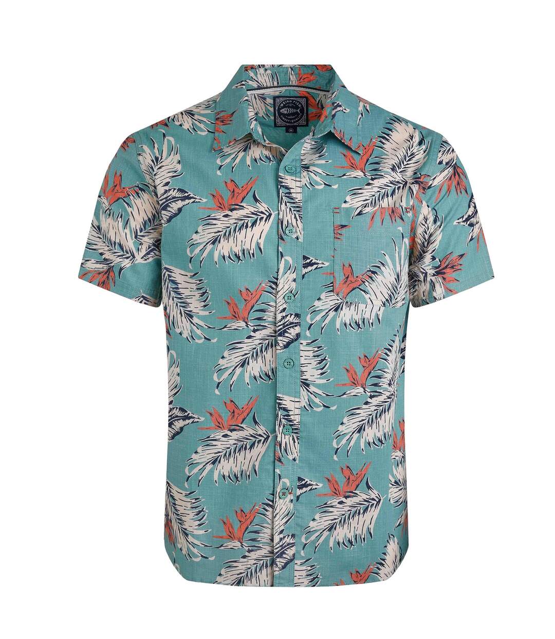 Mens faraway leaves organic cotton shirt mineral blue Weird Fish-1