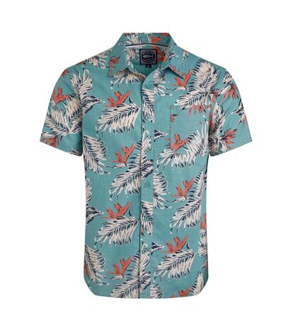 Mens faraway leaves organic cotton shirt mineral blue Weird Fish