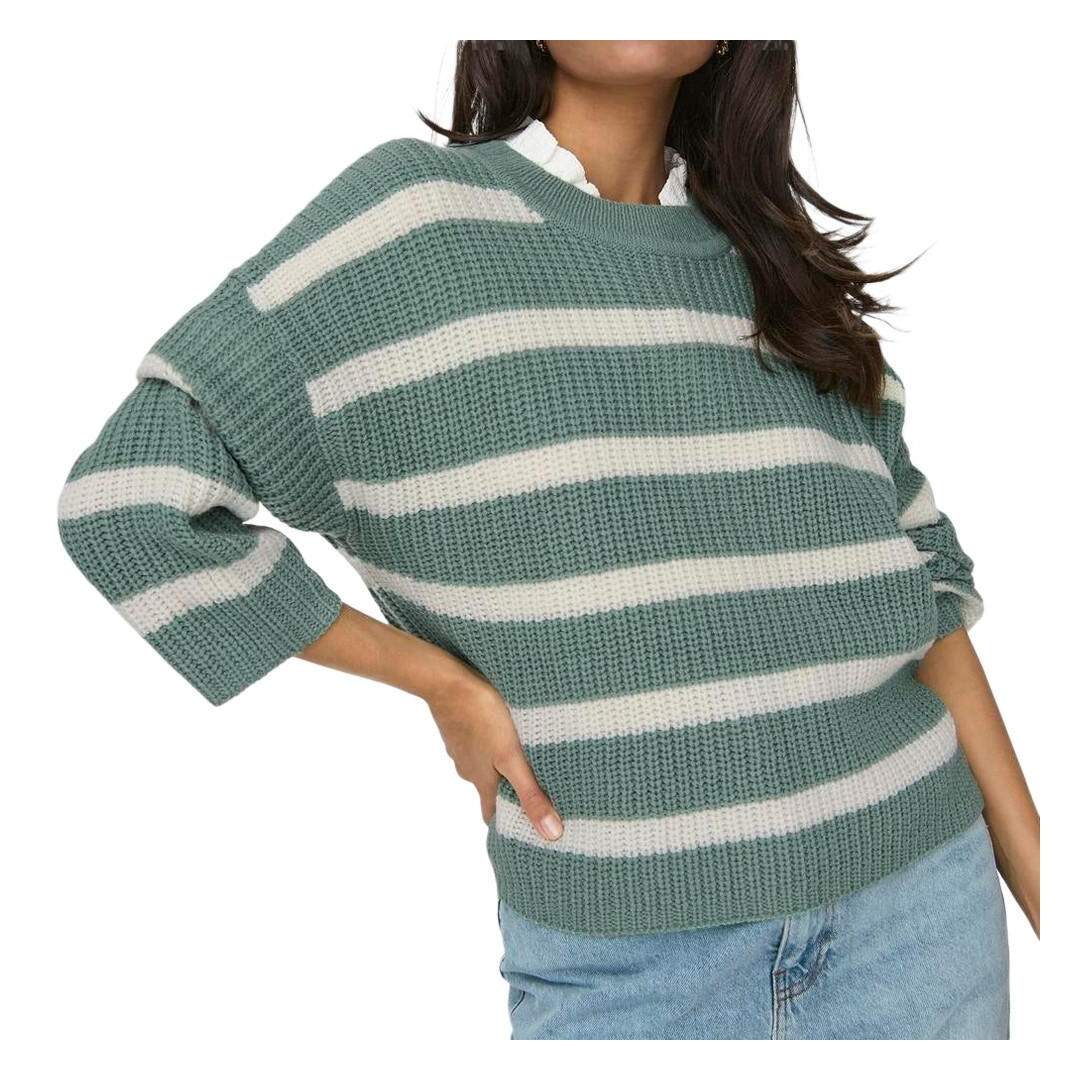 Pull à Rayures Vert Femme JDY Stripe - L-1