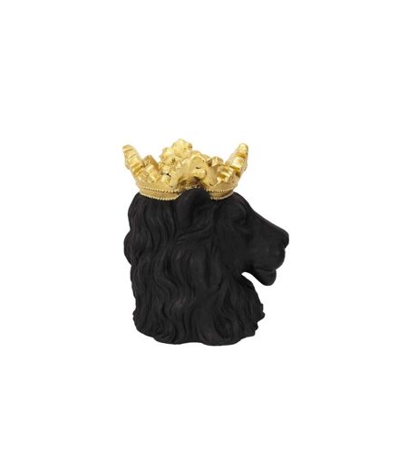 Cache-Pot Tête de Lion Couronne 39cm Noir