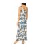 Womens/ladies Satin A-line Maxi Dress Blue Mela London-3