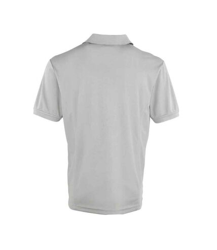 Mens coolchecker pique polo shirt silver Premier