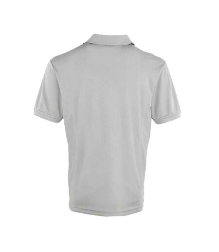 Mens coolchecker pique polo shirt silver Premier