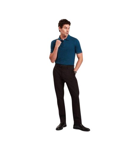 Mens Chevron Knitted Short-sleeved Polo Shirt Navy Ted Baker