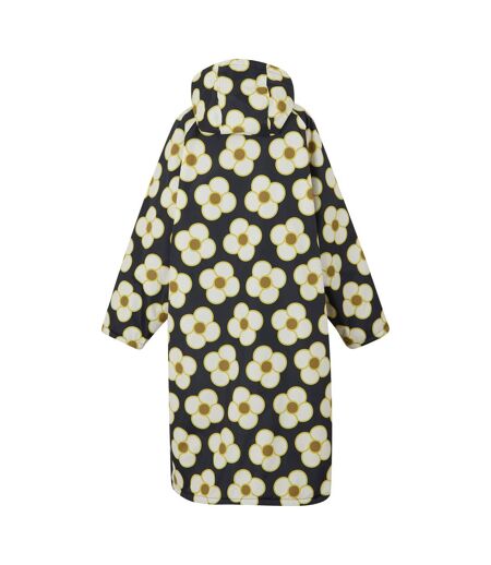 Womens/ladies Orla Kiely Spinning Flower Waterproof Changing Robe Black Regatta