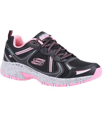 Womens/ladies hillcrest vast adventure leather shoes black/hot pink Skechers