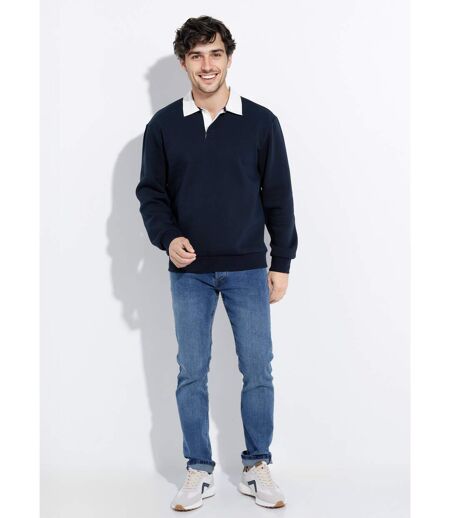 Sweat shirt avec col polo contrasté