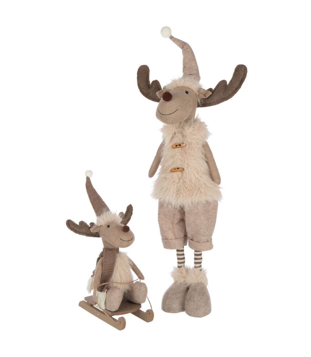 Statuette Élan Luge Fungo 40cm Beige-2