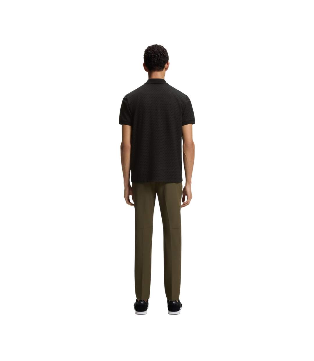 Mens Pique Polo Shirt Black Boss-3