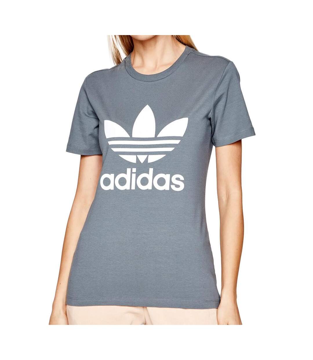 T-shirt Gris Femme Adidas Trefoil - 36-1