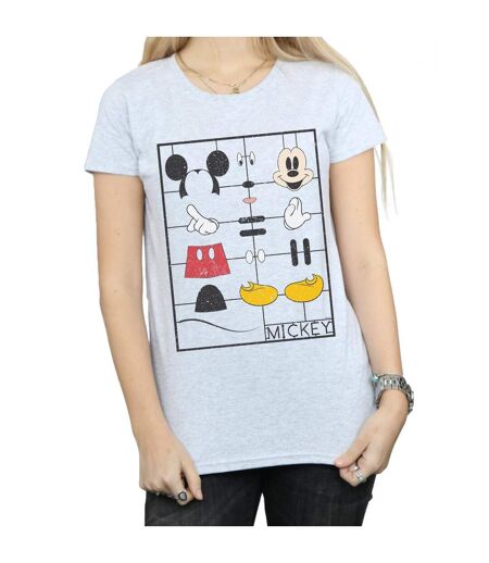 Disney T-shirt en coton Femme/Femme Mickey Mouse Construction Kit (Gris sportif) - UTBI30902