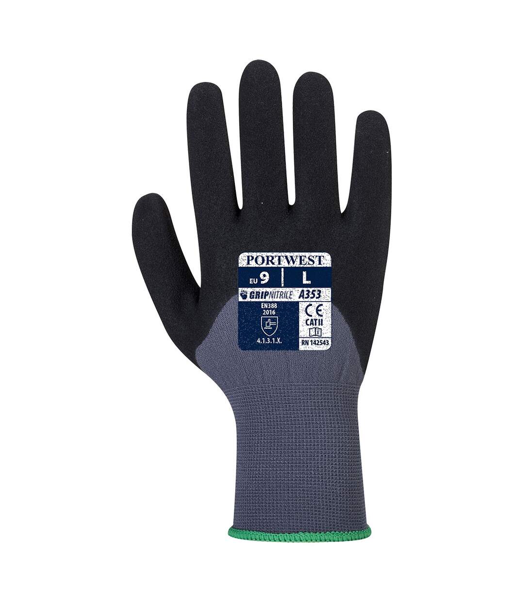 Unisex adult a353 dermiflex ultra plus grip gloves s grey/black Portwest-2