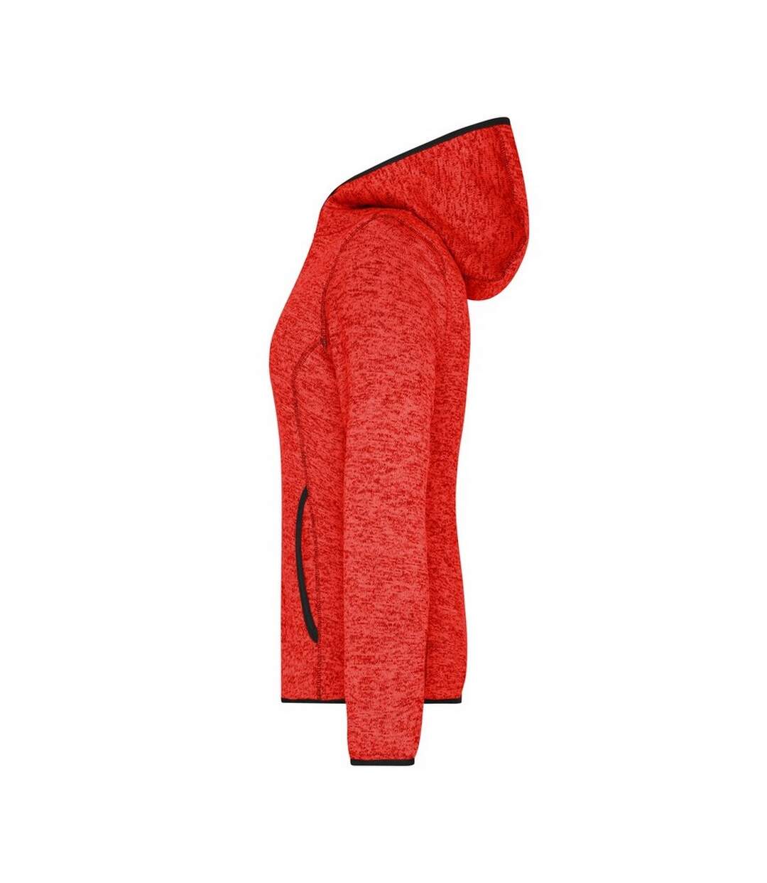 Sweat À Capuche Femme Noir Rouge Chiné James And Nicholson-4