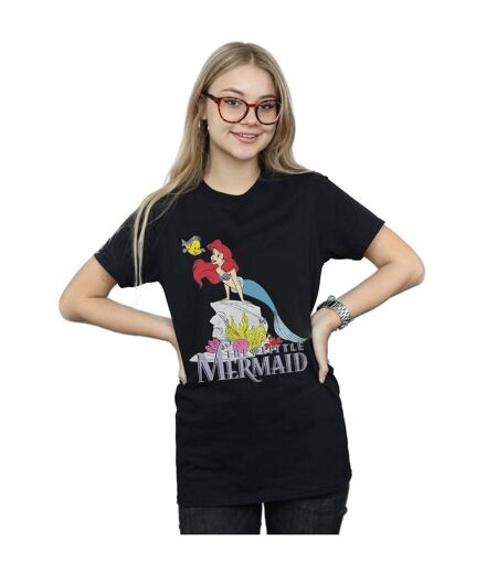 Disney Femme/Ladies The Little Mermaid Sea Friend Cotton Boyfriend T-Shirt (Noir) - UTBI49613