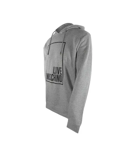 Sweat À Capuche Motif/style Logo Rectangulaire Femme Gris Love Moschino