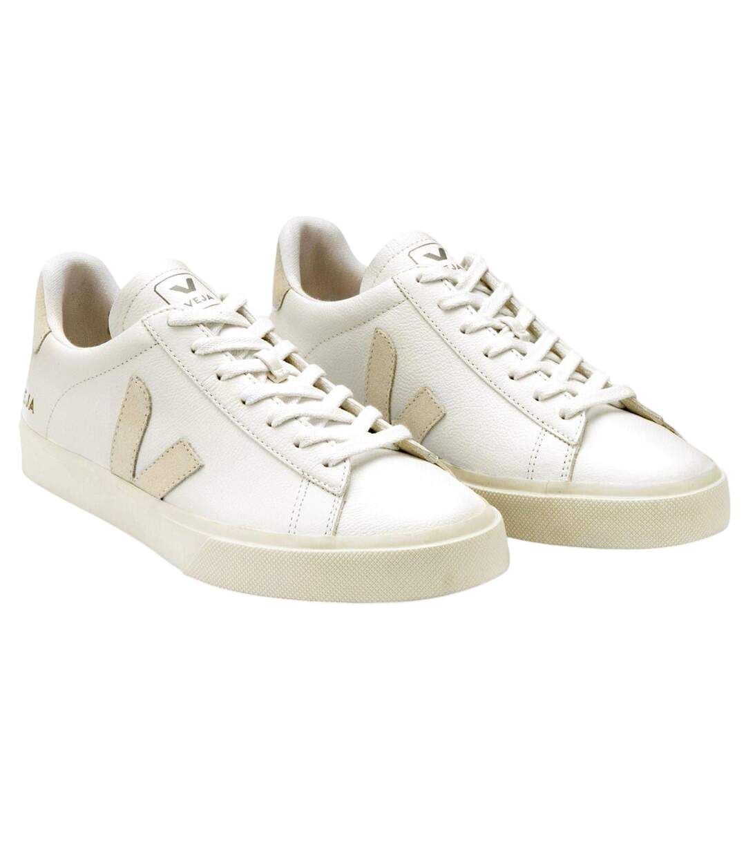 Womens/ladies Campo Leather Trainers White Natural Veja-4