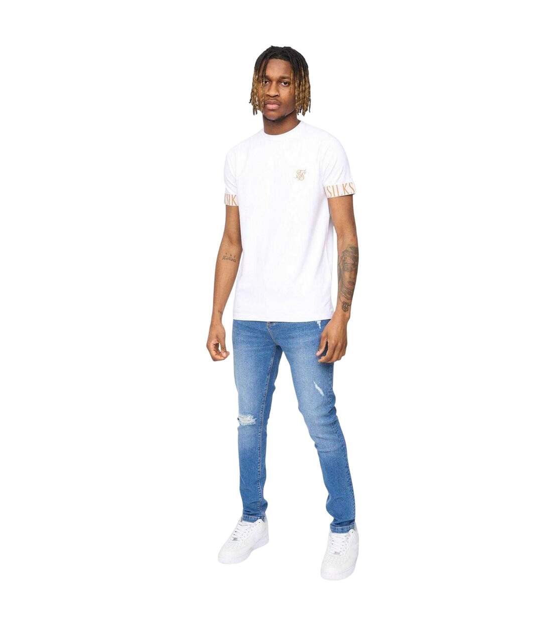 Mens Roke Skinny Jeans Washed Blue SikSilk-1