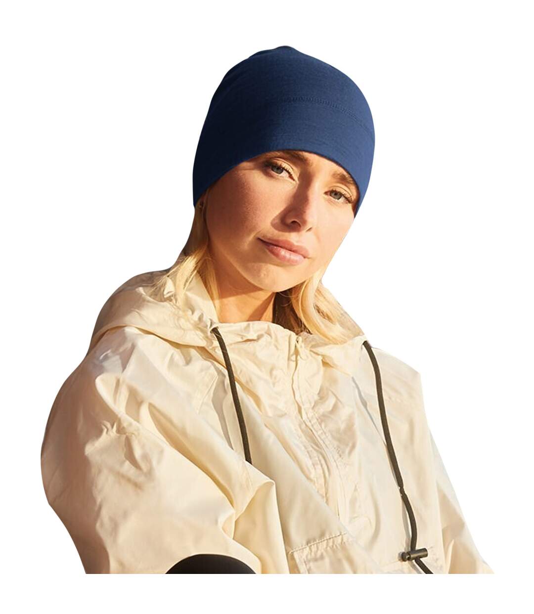 Unisex adult merino wool beanie steel blue Beechfield-2