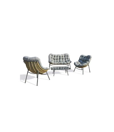 Salon de Jardin 4 Places en Résine Tressée Tulum 150cm Marron
