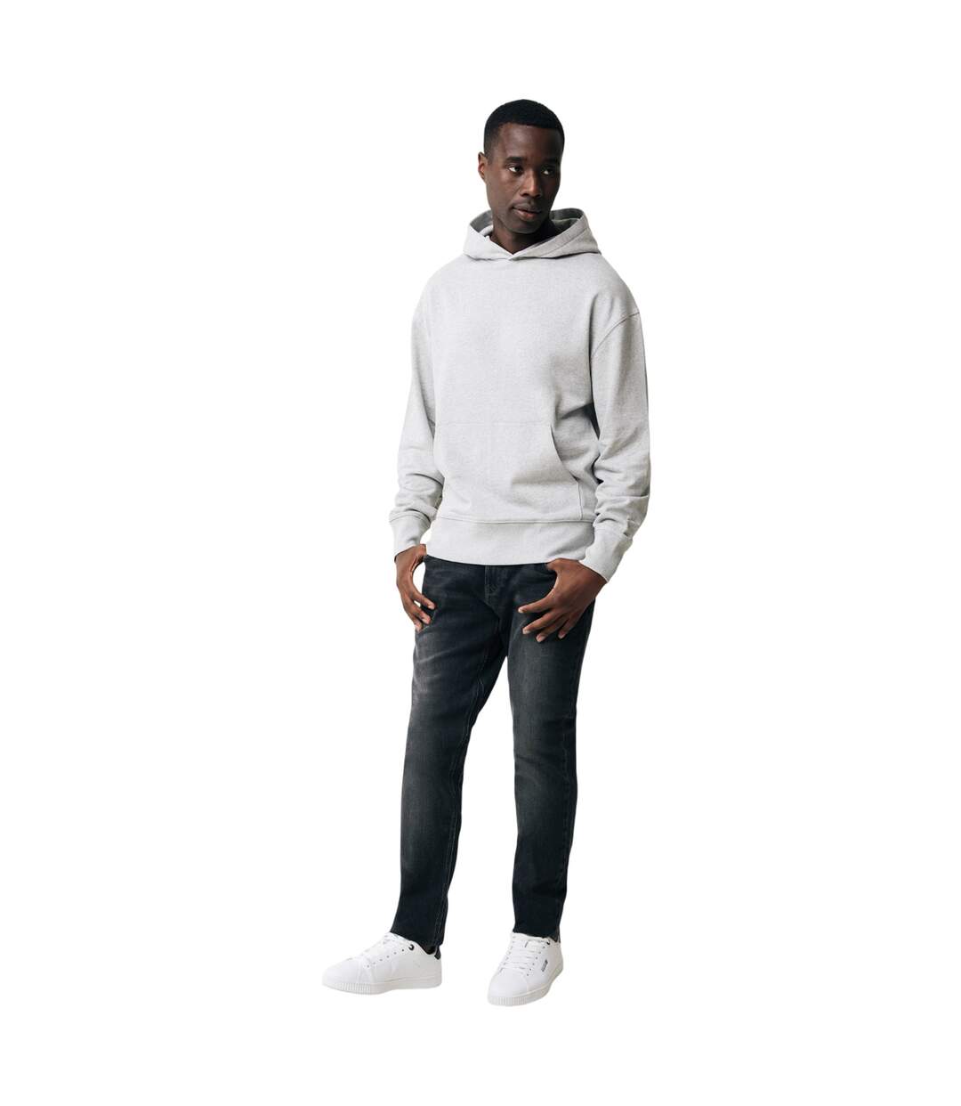 Unisex adult yoho recycled cotton relaxed fit hoodie heather grey Iqoniq-3