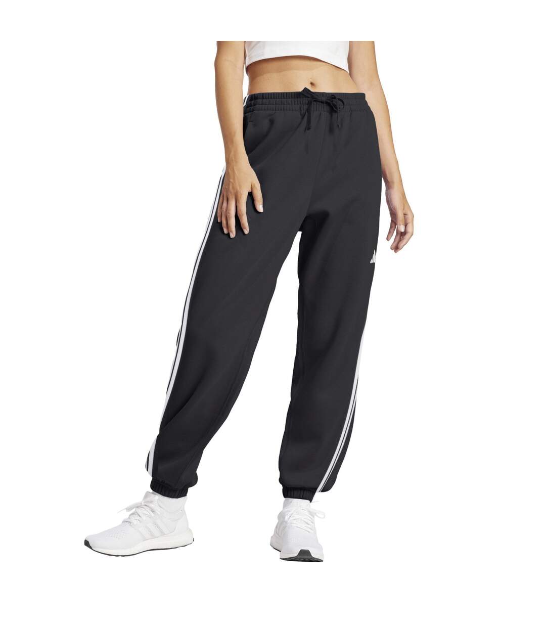 Pantalon De Jogging Motif/style 3 Rayures Femme Noir Blanc Adidas-1