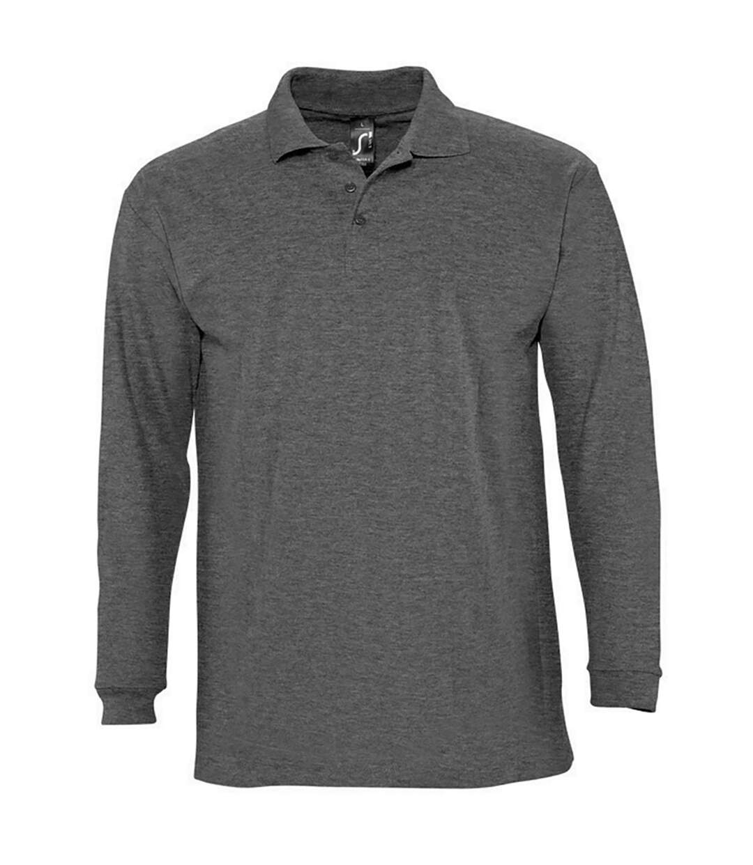 SOLS Mens Winter II Long Sleeve Pique Cotton Polo Shirt (Charcoal Marl) - UTPC329-1