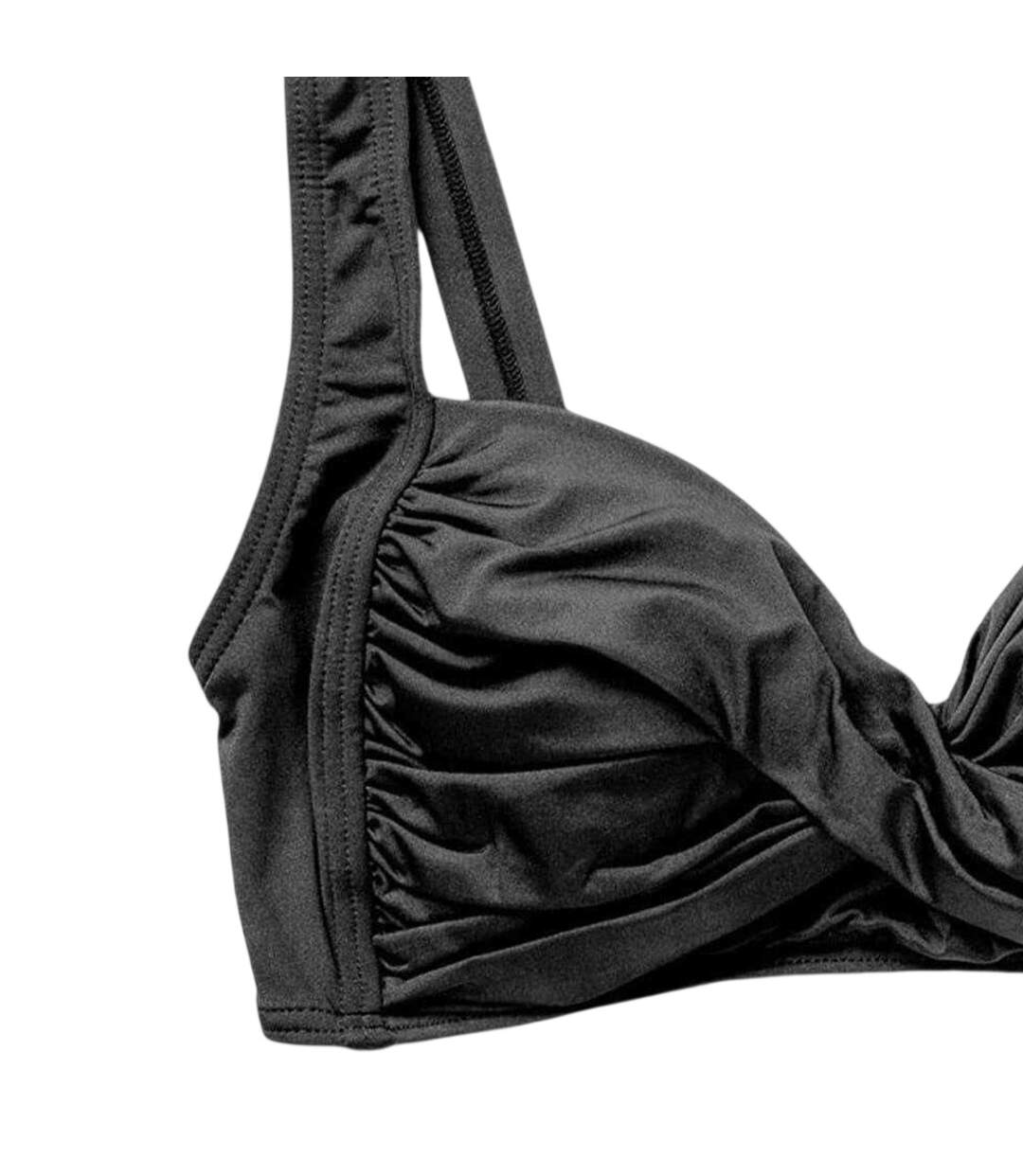 Womens/ladies Athena Twist Bikini Top Black Panos Emporio-3