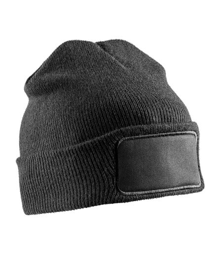 Result Winter Essentials Unisex Adult Double Knit Printer Patch Beanie (Black) - UTBC5359