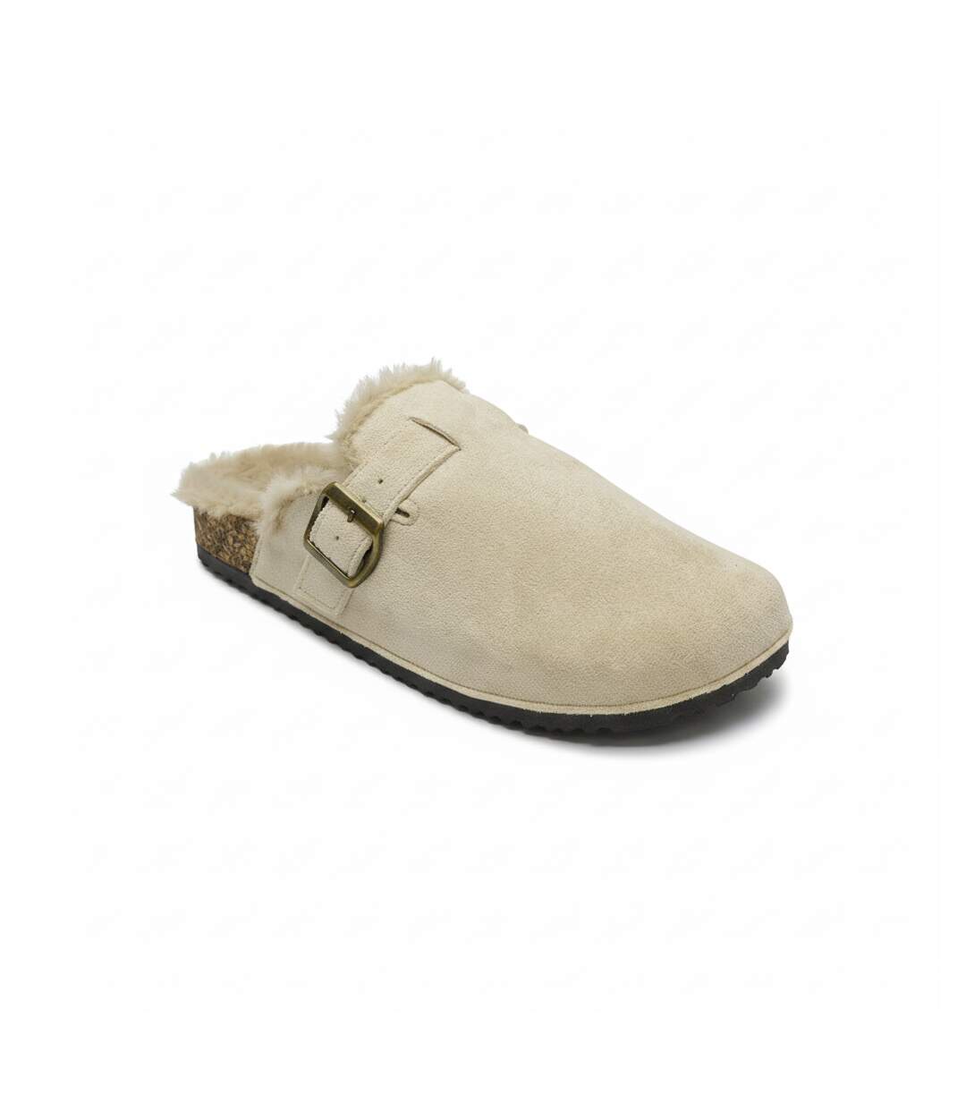 OZABI Sabots Mules Femme Fourrées Suédine Boucle Ajustable-1