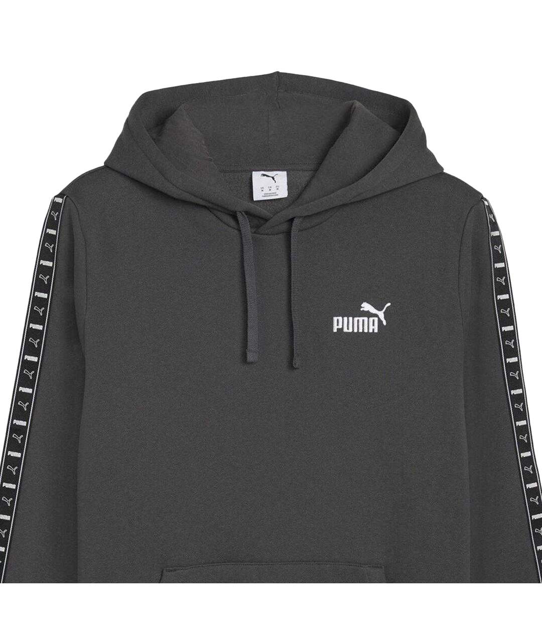 Mens Fleece Branded Tape Hoodie Grey Puma-3