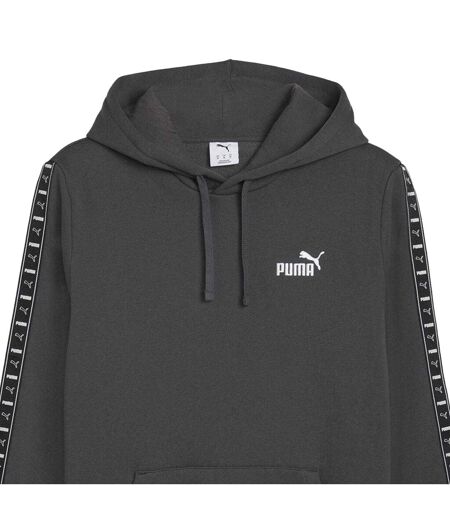 Mens Fleece Branded Tape Hoodie Grey Puma