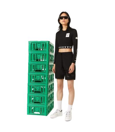Womens/ladies Minecraft Crop T-shirt Black Lacoste