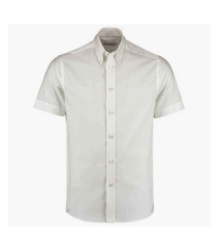 Kustom Kit Mens Premium Oxford Tailored Short-Sleeved Shirt (White)