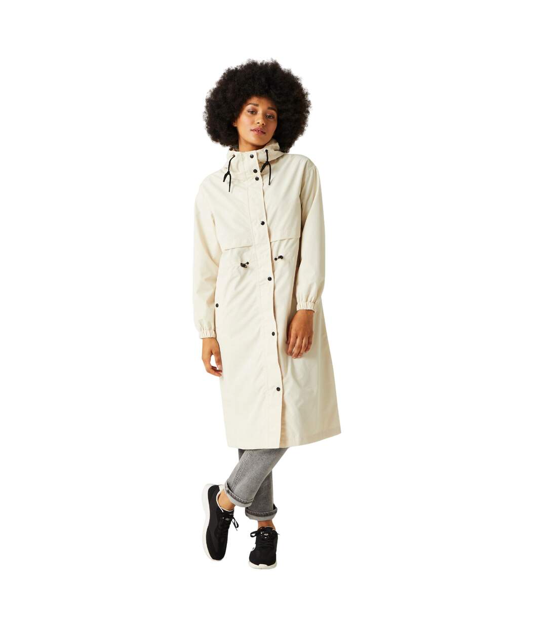 Womens/ladies nerenda long length waterproof jacket light vanilla Regatta-4