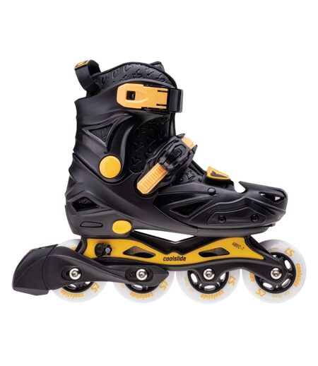 Patins À Roulettes Alignées Actionel Enfant 24 Fr Noir Gris Jaune Coolslide