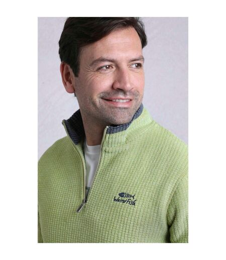 Mens newark grid eco friendly quarter zip fleece top tarragon Weird Fish