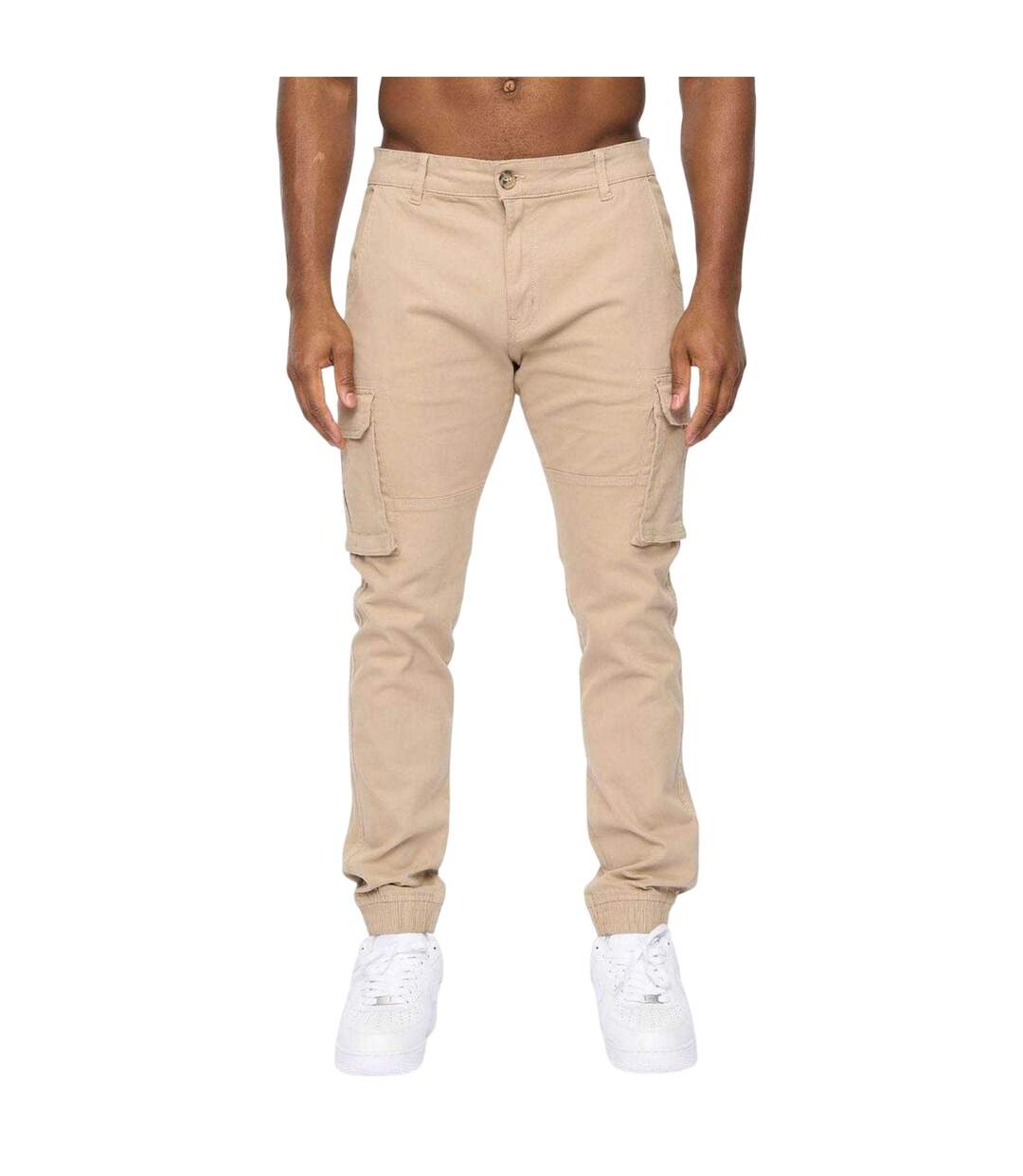 Pantalon À Poches Décontracté Homme Beige Gris Crosshatch-2