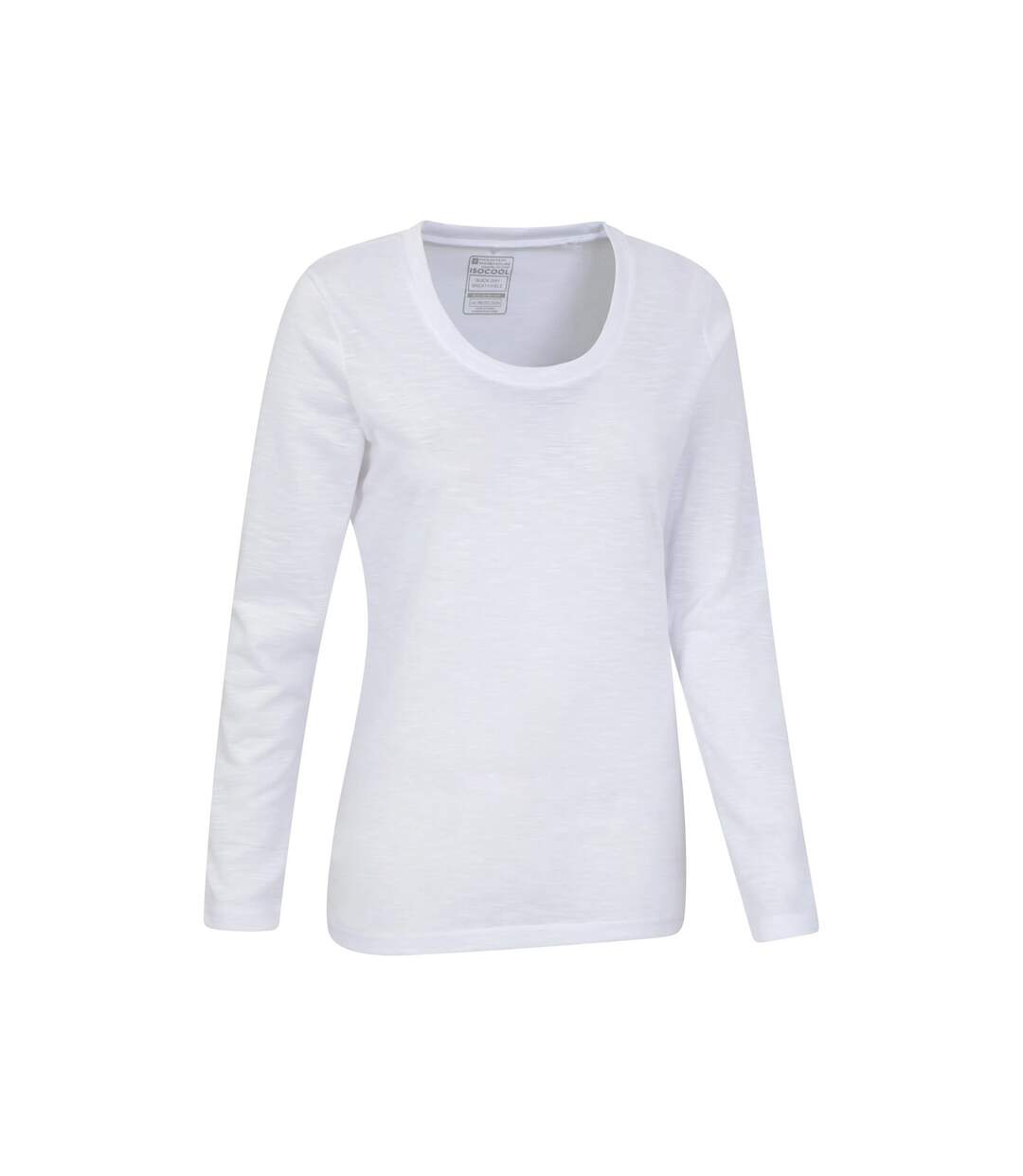Womens/ladies Agra Slub Long-sleeved Top White Mountain Warehouse-4