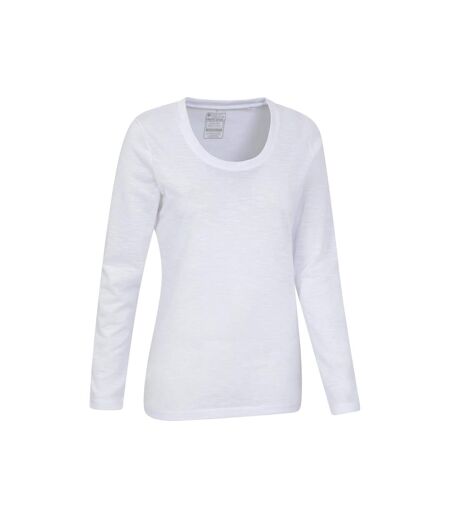Womens/ladies Agra Slub Long-sleeved Top White Mountain Warehouse