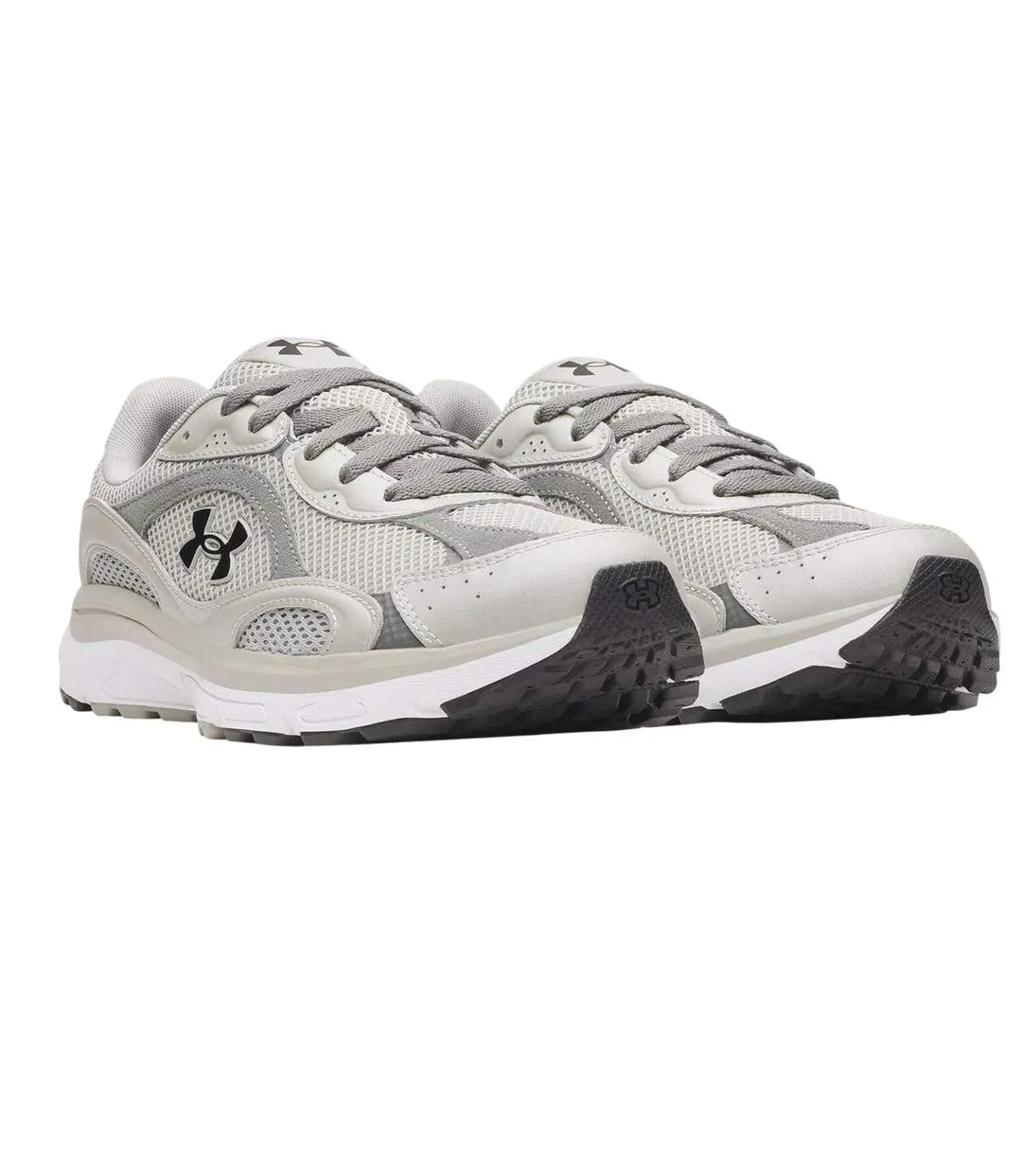 Mens Tech Athletic Leather Trainers Grey Black Under Armour-4