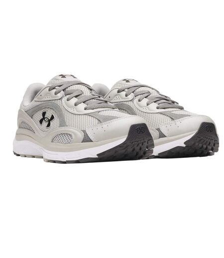 Mens Tech Athletic Leather Trainers Grey Black Under Armour