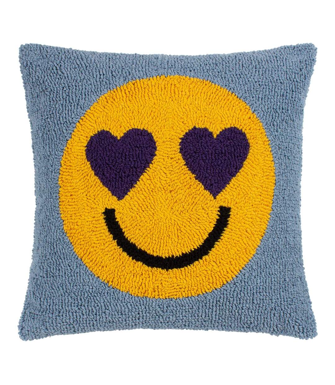 Knitted smile cushion cover 45cm x 45cm purple power Heya Home