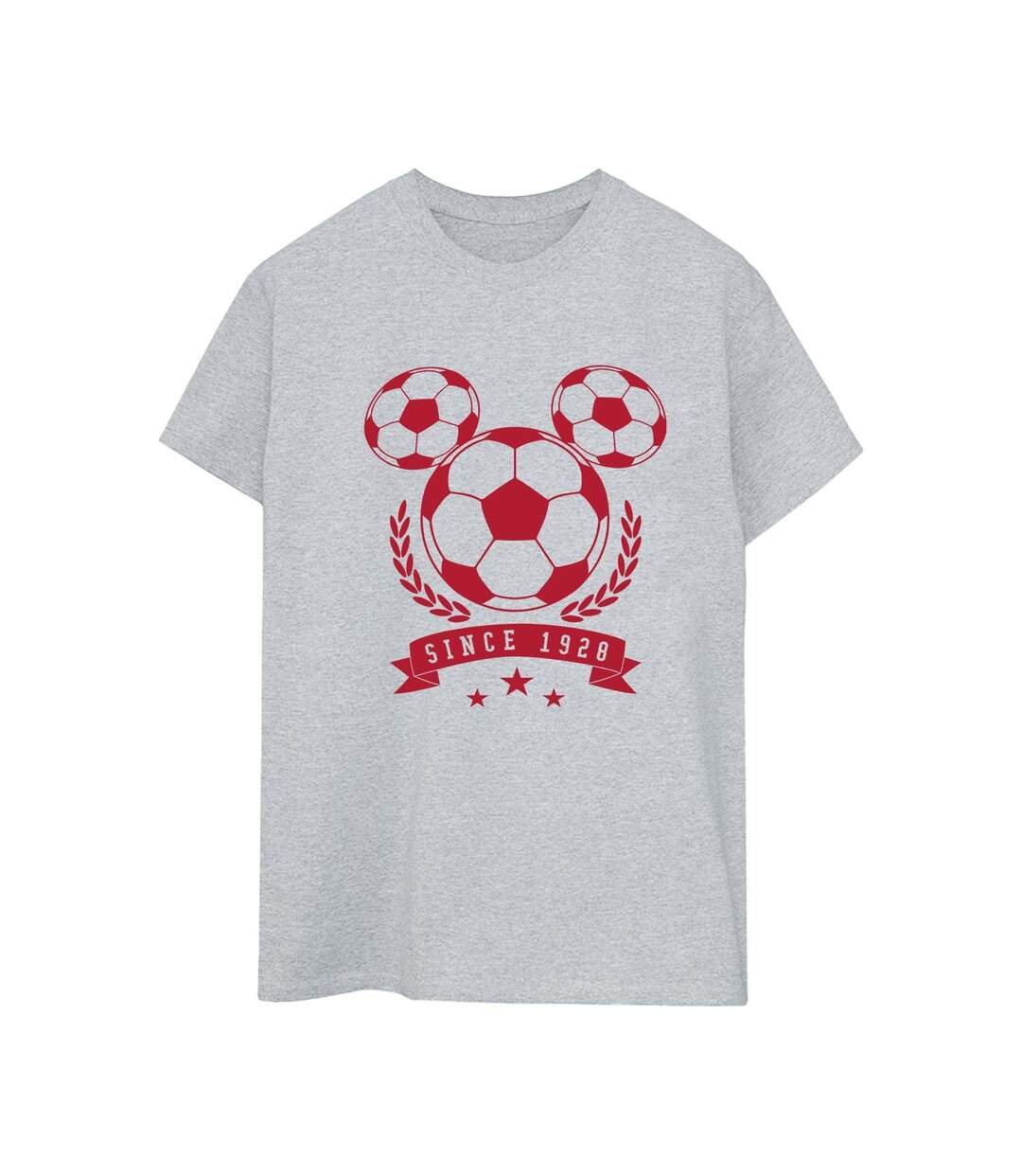 Disney Femme/Les femmes - T-shirt boyfriend en coton avec tête de footballeur Mickey (Gris sportif) - UTBI38519-1