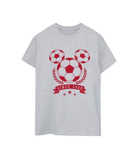 Disney Femme/Les femmes - T-shirt boyfriend en coton avec tête de footballeur Mickey (Gris sportif) - UTBI38519