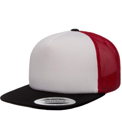 Casquette de camionneur adulte noir / blanc / rouge Flexfit