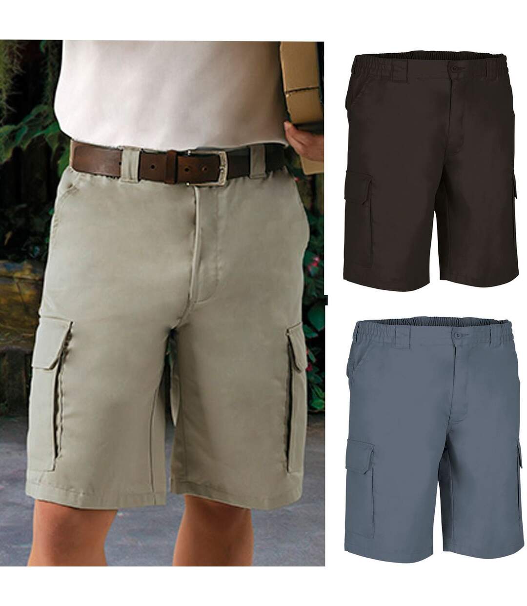 Lot 3 Bermudas pour homme - LAKE - noir gris et beige-1