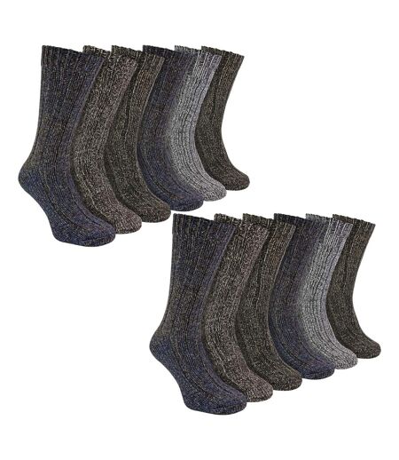 Mens 12 Pack Ribbed Alpaca Boot Socks