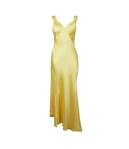 Womens/ladies Satin Maxi Dress Lemon Never Fully Dressed